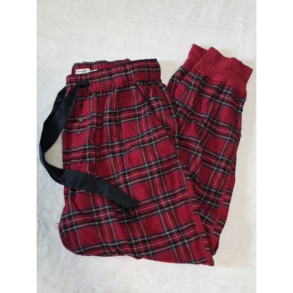 abercrombie & fitch sleepwear womens medium red plaid jogger pajama pants
